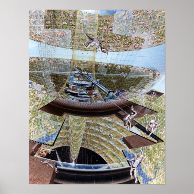 Space Colony construction crew at work Poster (Front)