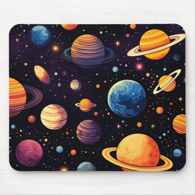 Space Colourful Planets Mouse Pad (Front)