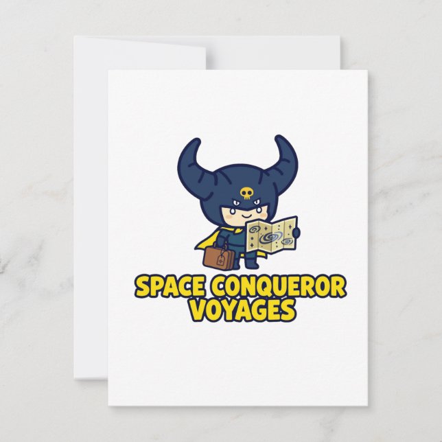 Space Conqueror Voyages Retro Comic Book Sci-Fi Vi RSVP Card (Front)