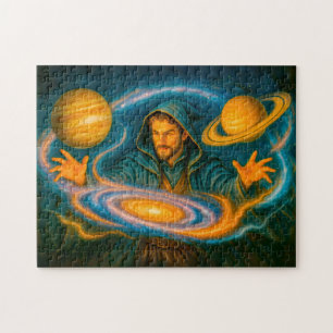 Space-controlling mage in cosmic oil painting jigsaw puzzle