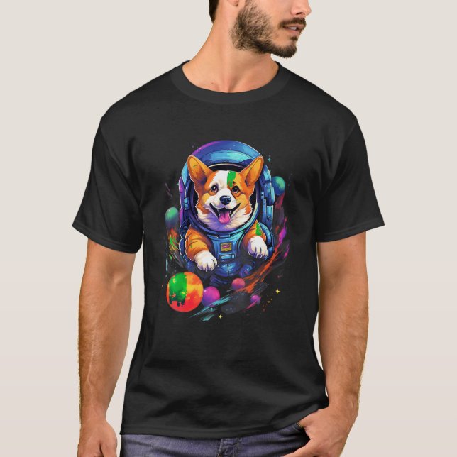 Space Corgi Dog Astronaut T Shirt (Front)