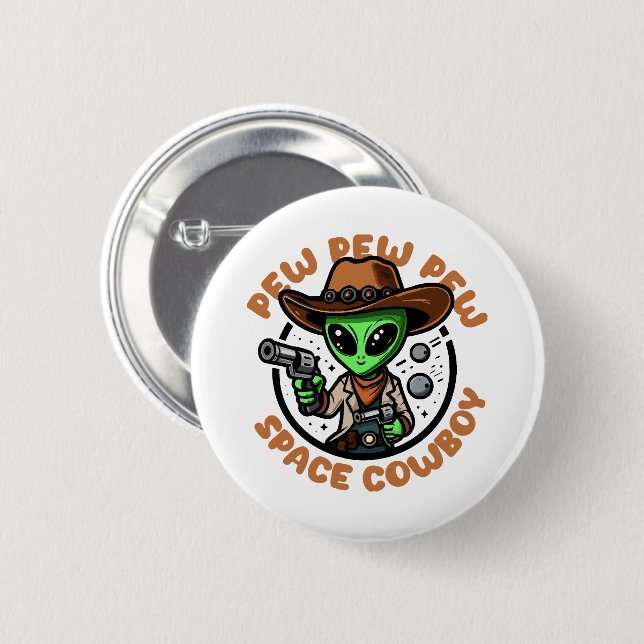 Space Cowboy Funny Alien 6 Cm Round Badge (Front & Back)