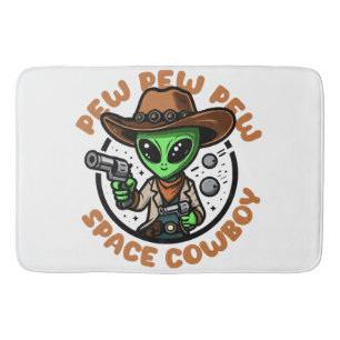 Space Cowboy Funny Alien Bath Mat