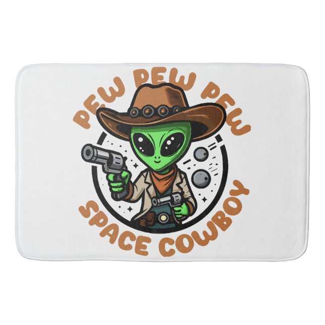 Space Cowboy Funny Alien Bath Mat (Front)