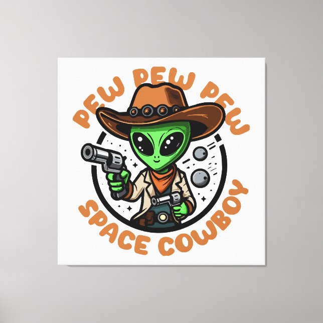 Space Cowboy Funny Alien Canvas Print (Front)