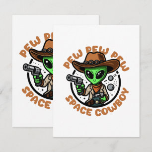 Space Cowboy Funny Alien Card