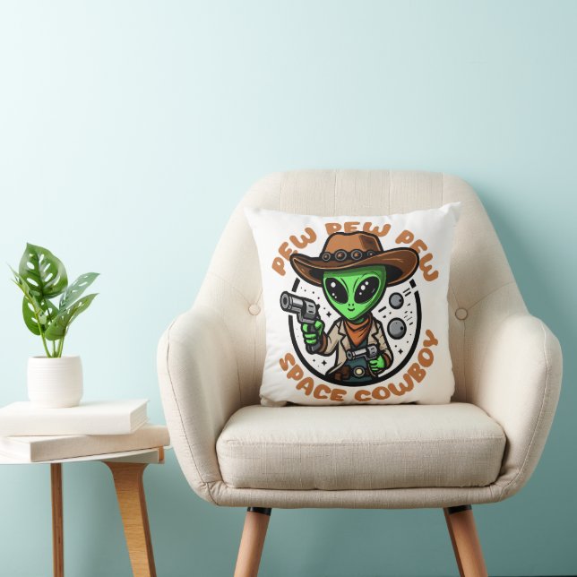 Space Cowboy Funny Alien Cushion (Chair)