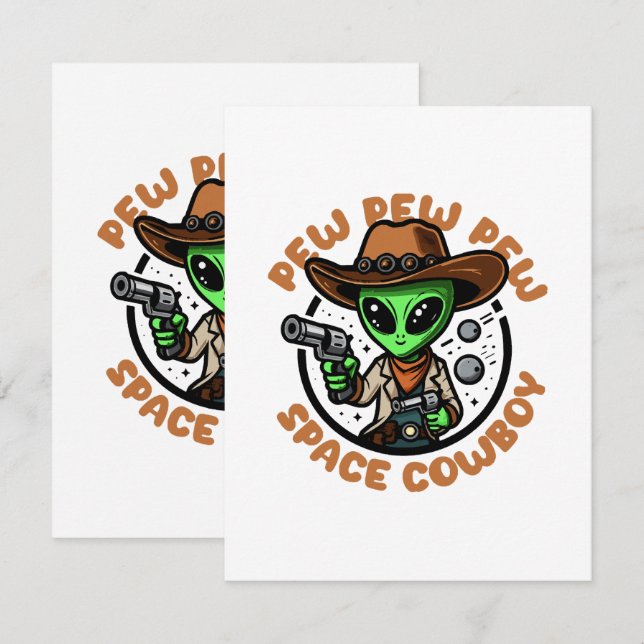 Space Cowboy Funny Alien Enclosure Card (Front/Back)