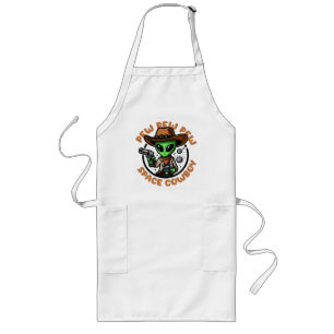 Space Cowboy Funny Alien Long Apron