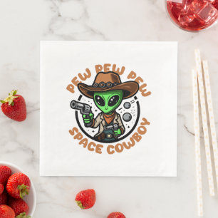 Space Cowboy Funny Alien Napkin