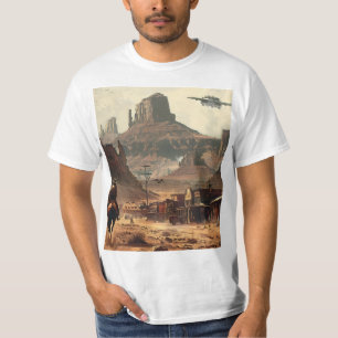 Space Cowboy Riding to a Western Town T-Shirt
