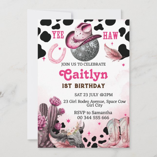 Space Cowgirl Birthday Party Invitation (Front)