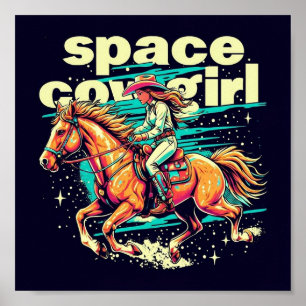 Space Cowgirl Poster – Futuristic Western Art for