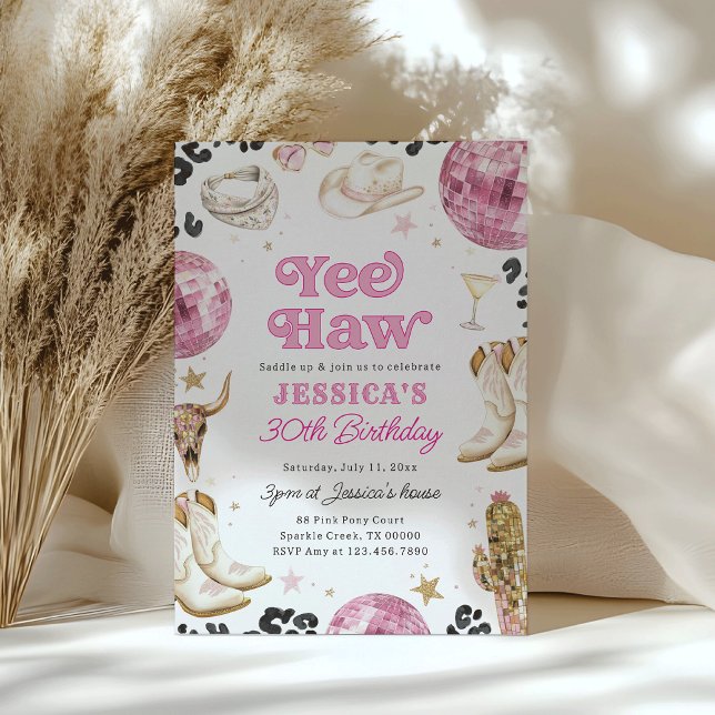 Space Cowgirl Rodeo Pink Disco Birthday Party  Invitation (Creator Uploaded)