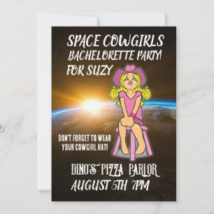 SPACE COWGIRLS BACHELORETTE PARTY INVITATIONS