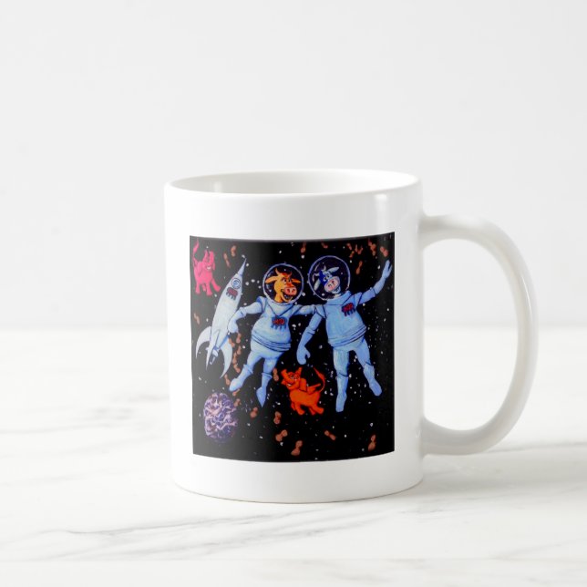 Space Cows Feed peanuts to Space Elephants Coffee Mug (Right)