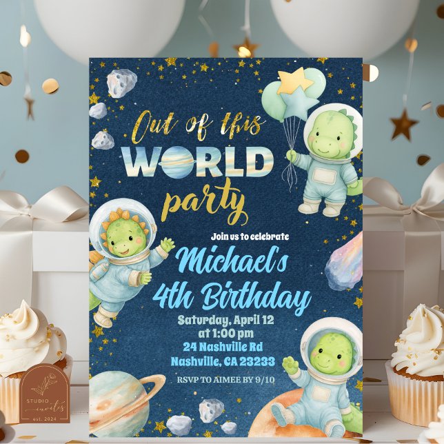 Space Dinosaur Birthday Invitation (Creator Uploaded)