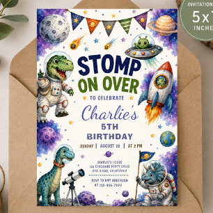 Space Dinosaur Birthday Invitation