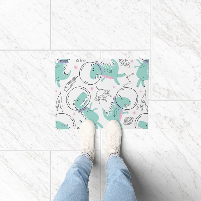 Space Dinosaurs, Cute Dinosaurs, Space Ship, Stars Doormat (Indoor)