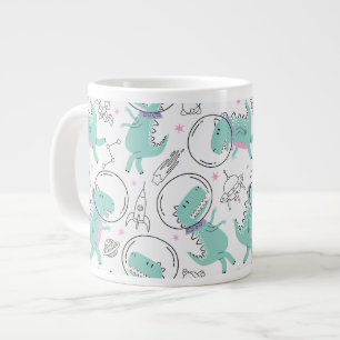 Space Dinosaurs, Cute Dinosaurs, Space Ship, Stars Large Coffee Mug