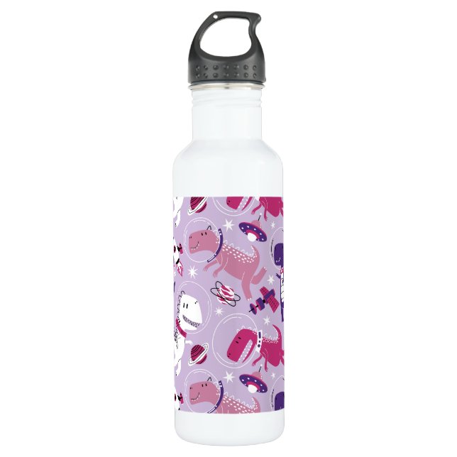 Space Dinosaurs, Cute Dinosaurs, Stars, Space Ship 710 Ml Water Bottle (Front)