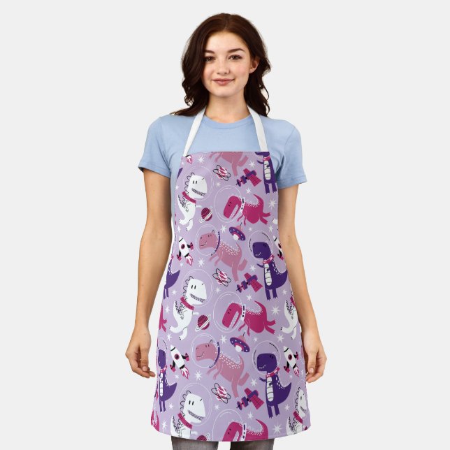 Space Dinosaurs, Cute Dinosaurs, Stars, Space Ship Apron (Worn)