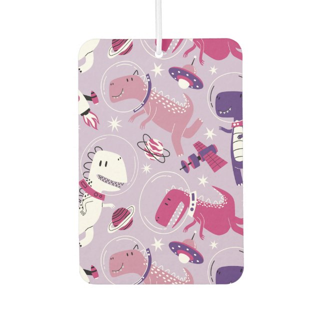 Space Dinosaurs, Cute Dinosaurs, Stars, Space Ship Car Air Freshener (Front)