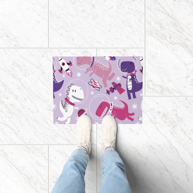 Space Dinosaurs, Cute Dinosaurs, Stars, Space Ship Doormat (Indoor)