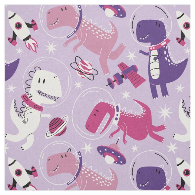 Space Dinosaurs, Cute Dinosaurs, Stars, Space Ship Fabric (Swatch)