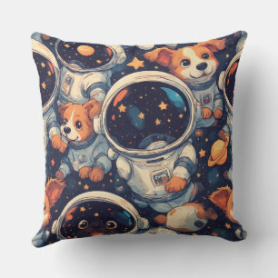 Space Dog Line Art   Minimalist Astronaut  Cushion