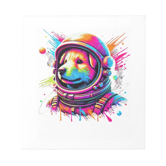 Space Dog Lover Design Notepad (Front)