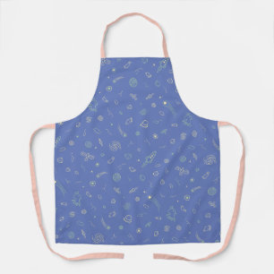 Space Doodle Pattern Lavender Blue Apron
