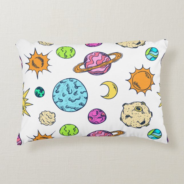Space Doodles Cosmic Background Decorative Cushion (Front)