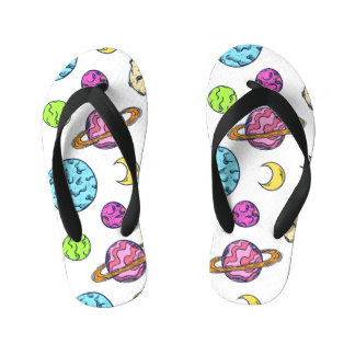 Space Doodles Cosmic Background Kid's Jandals