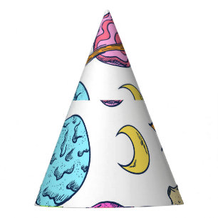 Space Doodles Cosmic Background Party Hat
