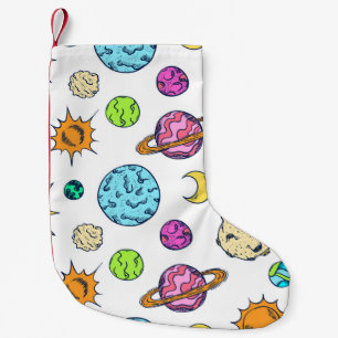 Space Doodles Cosmic Background Small Christmas Stocking