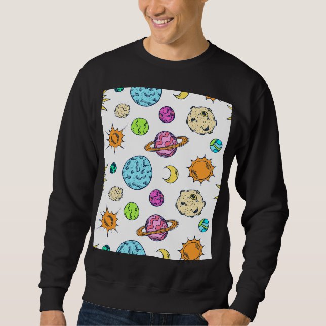 Space Doodles Cosmic Background Sweatshirt (Front)