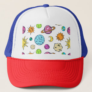 Space Doodles Cosmic Background Trucker Hat