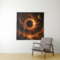 Space Eclipse Wall Art, Apocalyptic Planet Print