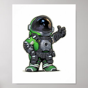 Space Engineers Cartoon Poster - Green