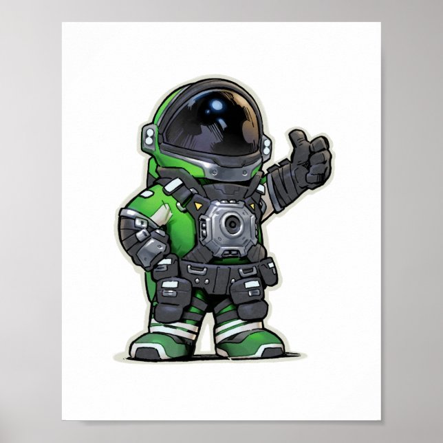 Space Engineers Cartoon Poster - Green (Front)