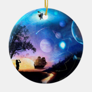 Space Exploration Artwork Voyager Spacecraft Ceramic Tree Decoration
