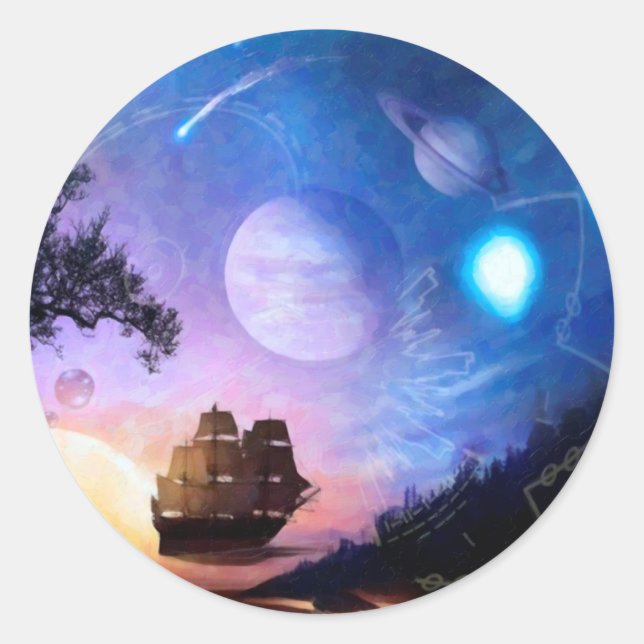 Space Exploration Artwork Voyager Spacecraft Classic Round Sticker (Front)