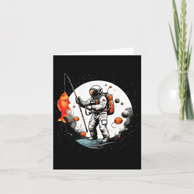 Space Exploration Cosmonaut Space-man Fishing Astr Card (Front)