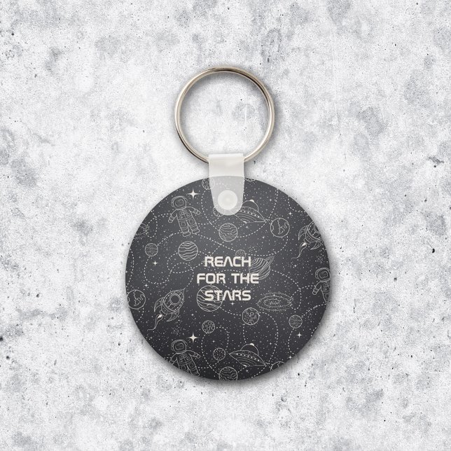 Space Exploration Galaxy Universe Star Personalise Key Ring (Metal Keychain - Explore the Universe Charcoal Black)