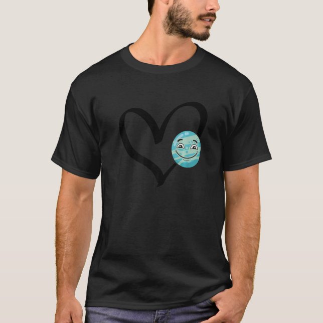 Space Exploration Solar System Planet Heart T-Shirt (Front)