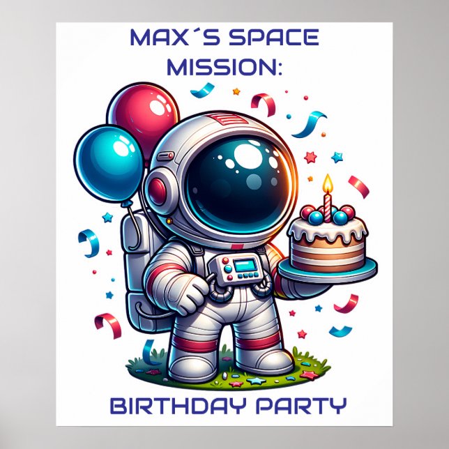 Space Explorer Astronaut Birthday Poster Custom (Front)