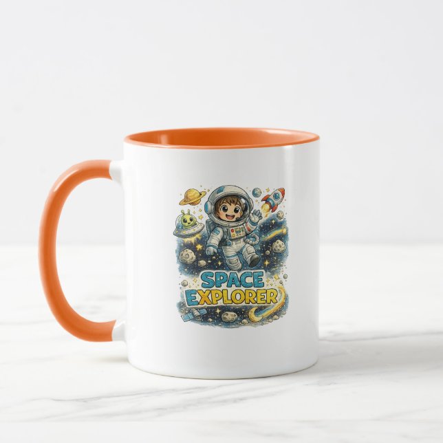 Space Explorer Cute Astronaut Coffee Mug (Left)