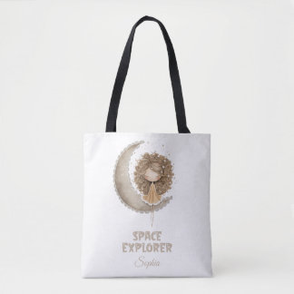 Space Explorer Fairy Moon Personalised Custom Name Tote Bag