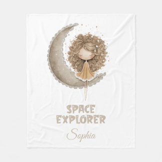 Space Explorer Fairy Moon – Personalised Name Fleece Blanket